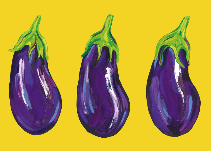 Aubergines On Yellow - Alice Straker