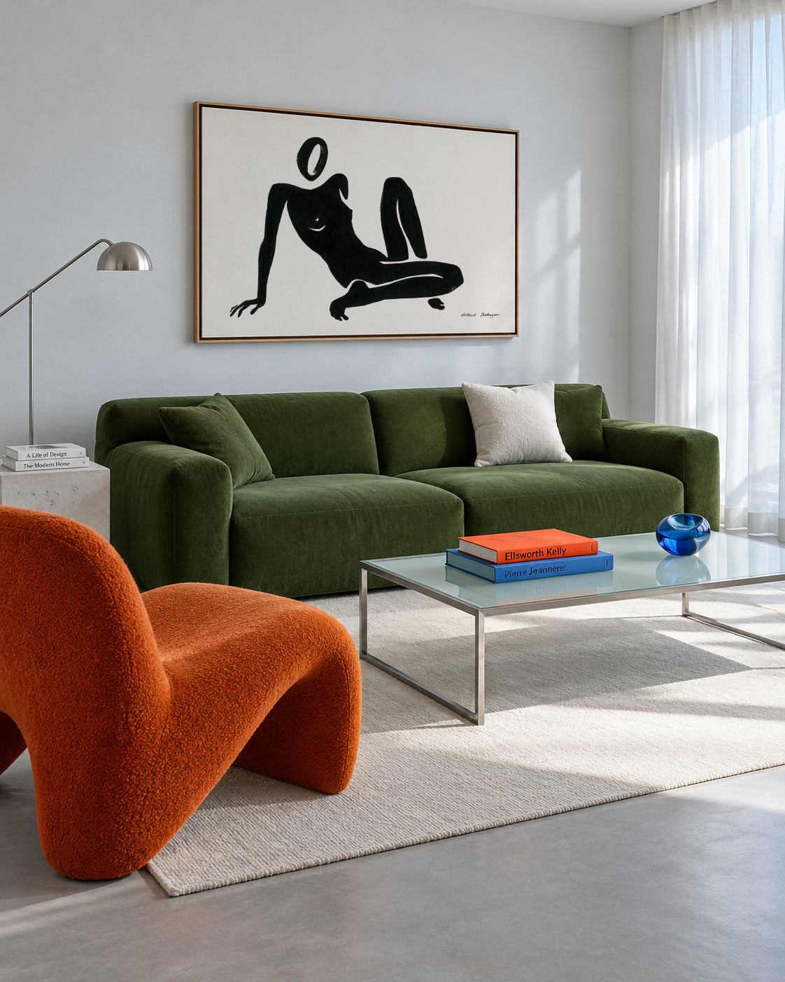 Black figure #3 - Framed canvas in an interior