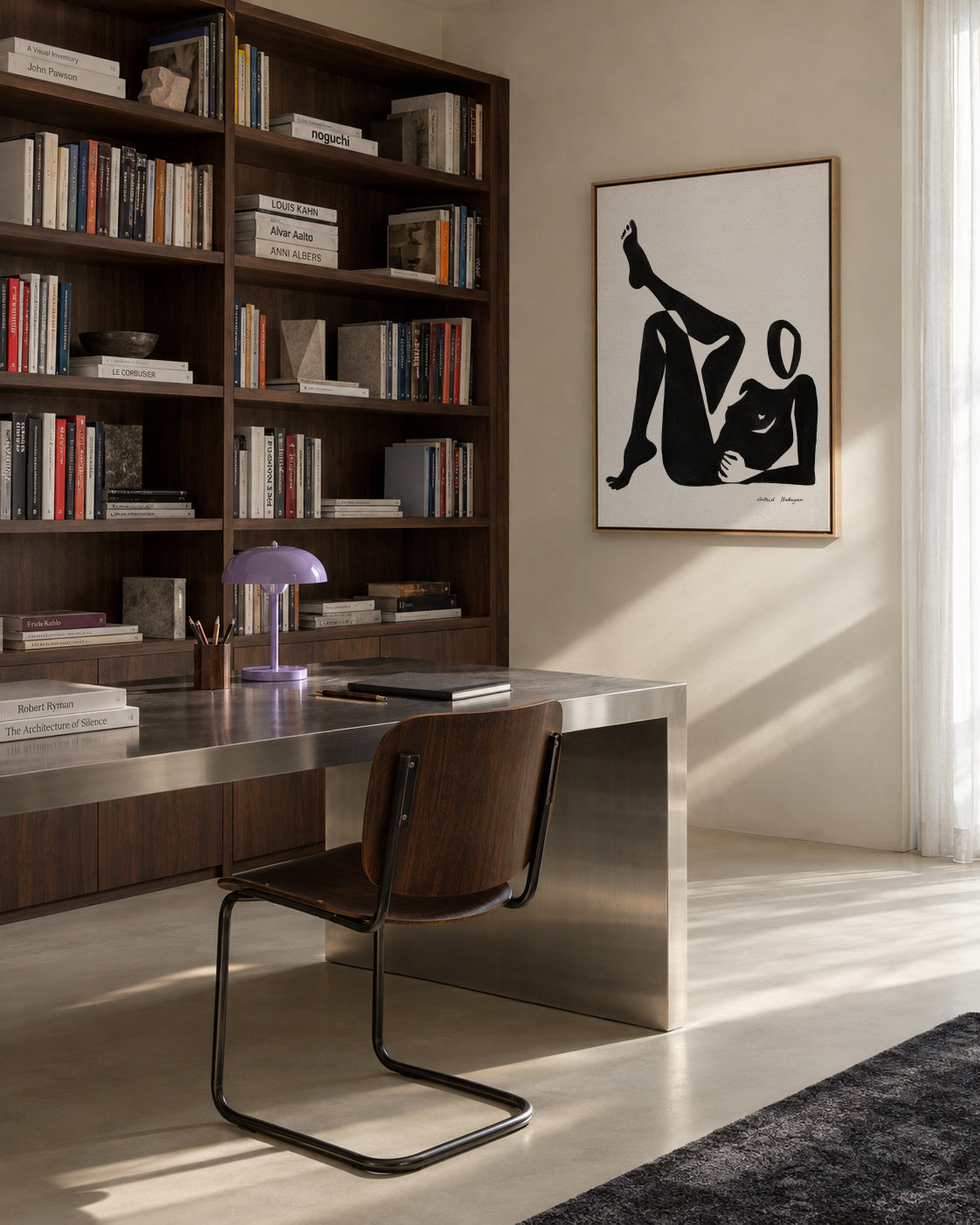 Black figure #8 - Framed canvas in an interior