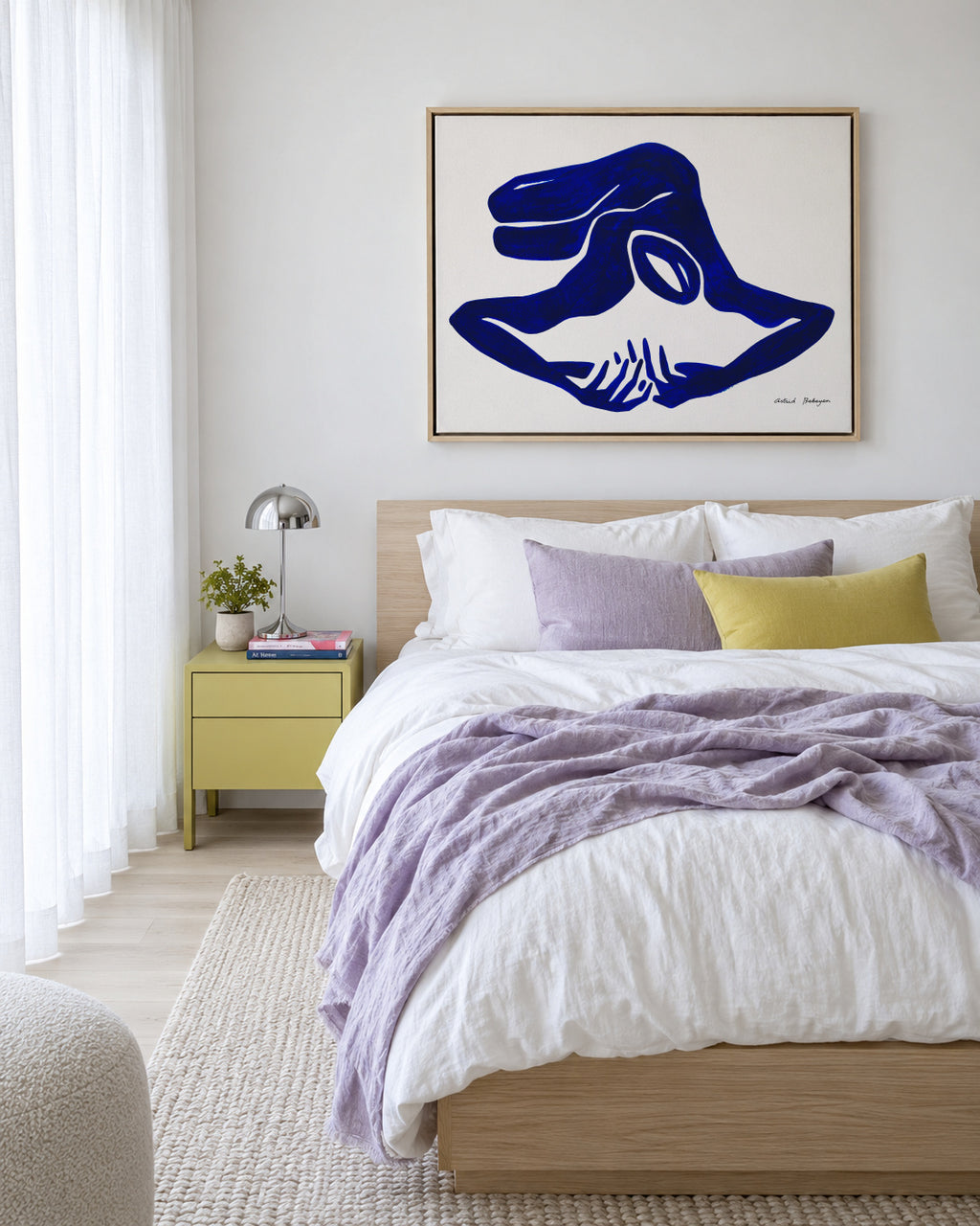 Blue Figure #6 - Framed canvas in an interior