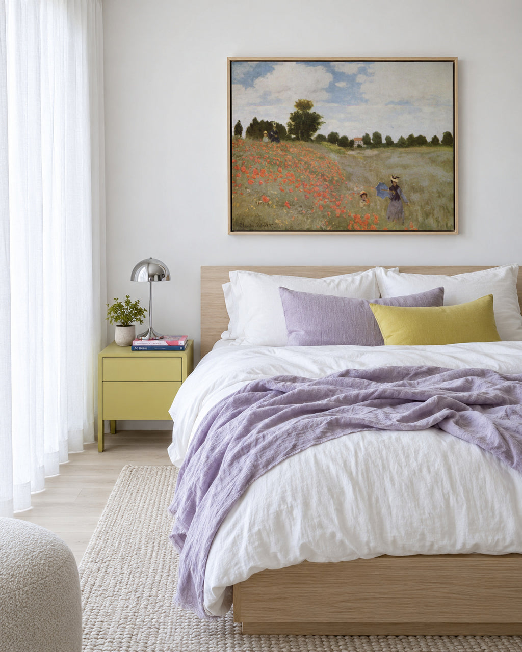 Poppy Field - Claude Monet - Framed canvas in an interior