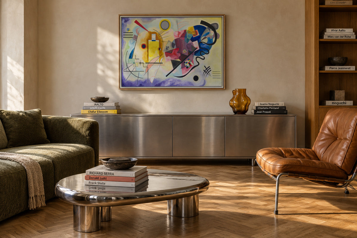Gelb-Rot-Blau - Vasili Kandinsky - Framed canvas in an interior