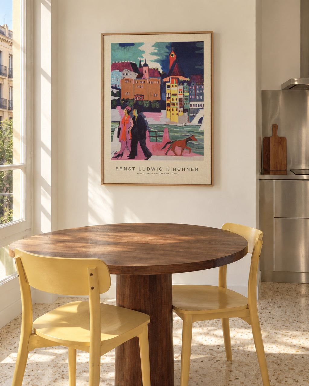 View of Basel & The Rhine (Special Edition)- Ernst Ludwig Kirchner - Framed canvas in an interior