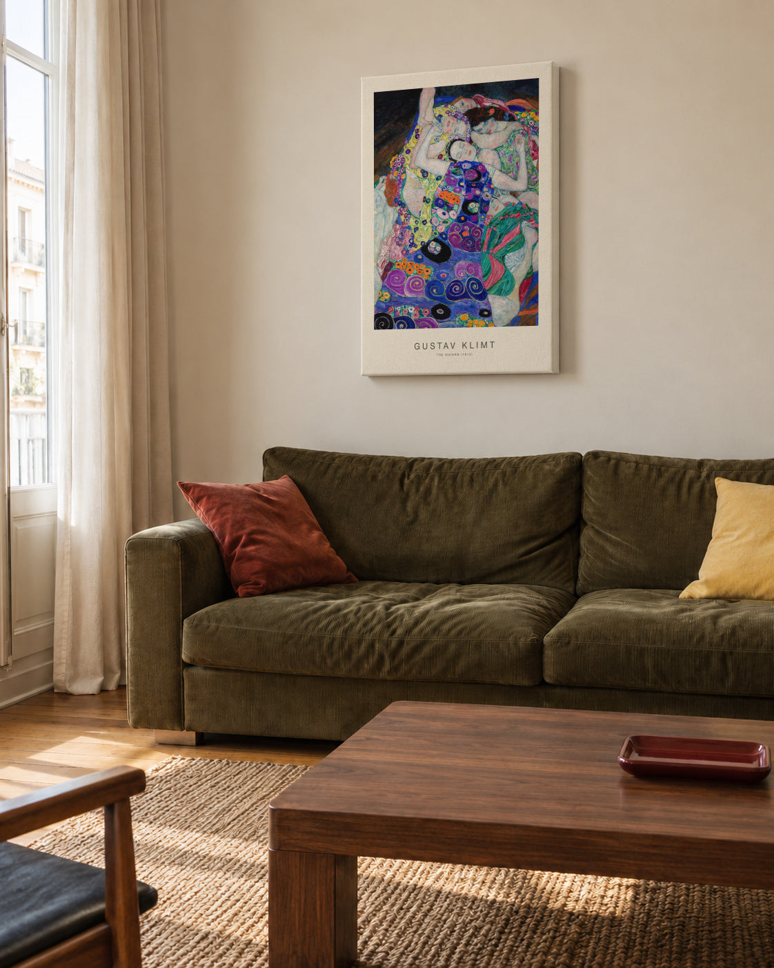 The Maiden (Special Edition) - Gustav Klimt - Unframed canvas in an interior