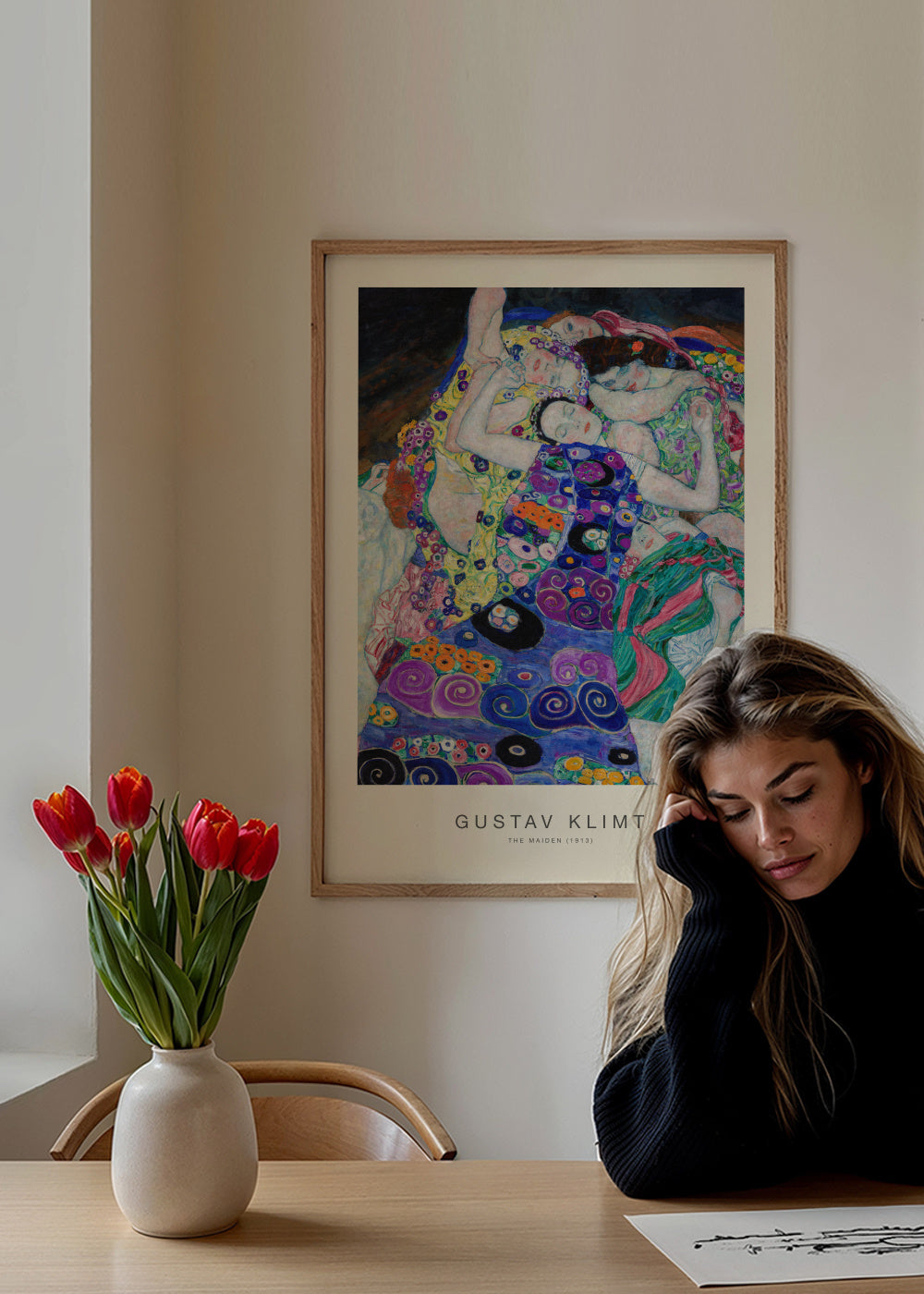 The Maiden (Special Edition) - Gustav Klimt - Framed poster in an interior