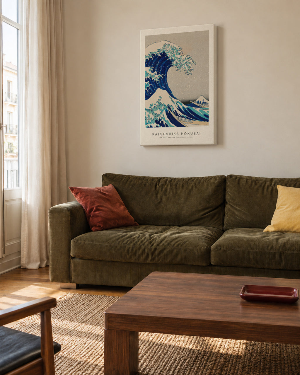 The Great Wave Off Kanagawa (Special Edition) - Katsushika Hokusai - Unframed canvas in an interior
