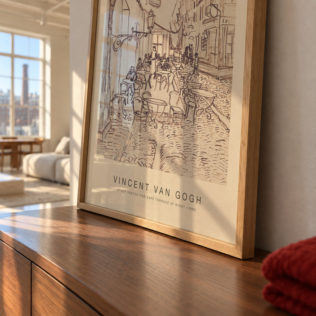 Study Sketch for Cafe? Terrace at Night (Special Edition) - Vincent van Gogh - Framed poster detail