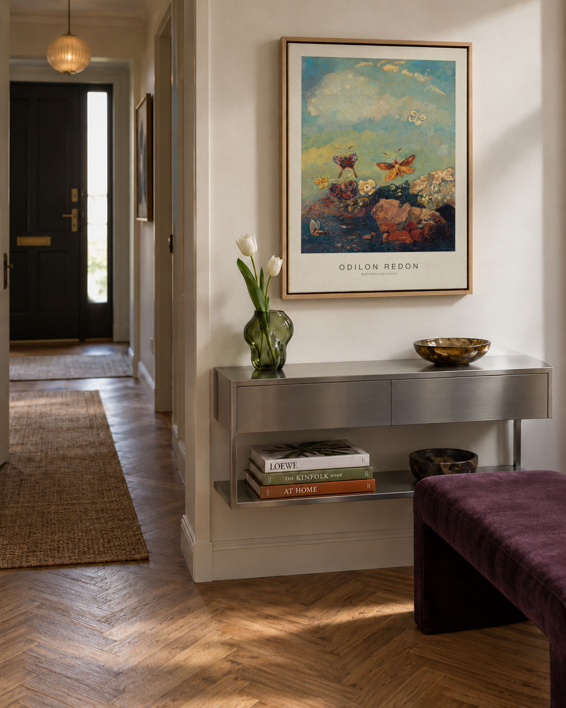 Butterflies (Special Edition) - Odilon Redon - Framed canvas in an interior