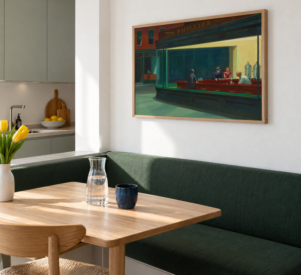 Nighthawks - Edward Hopper - Framed poster in an interior
