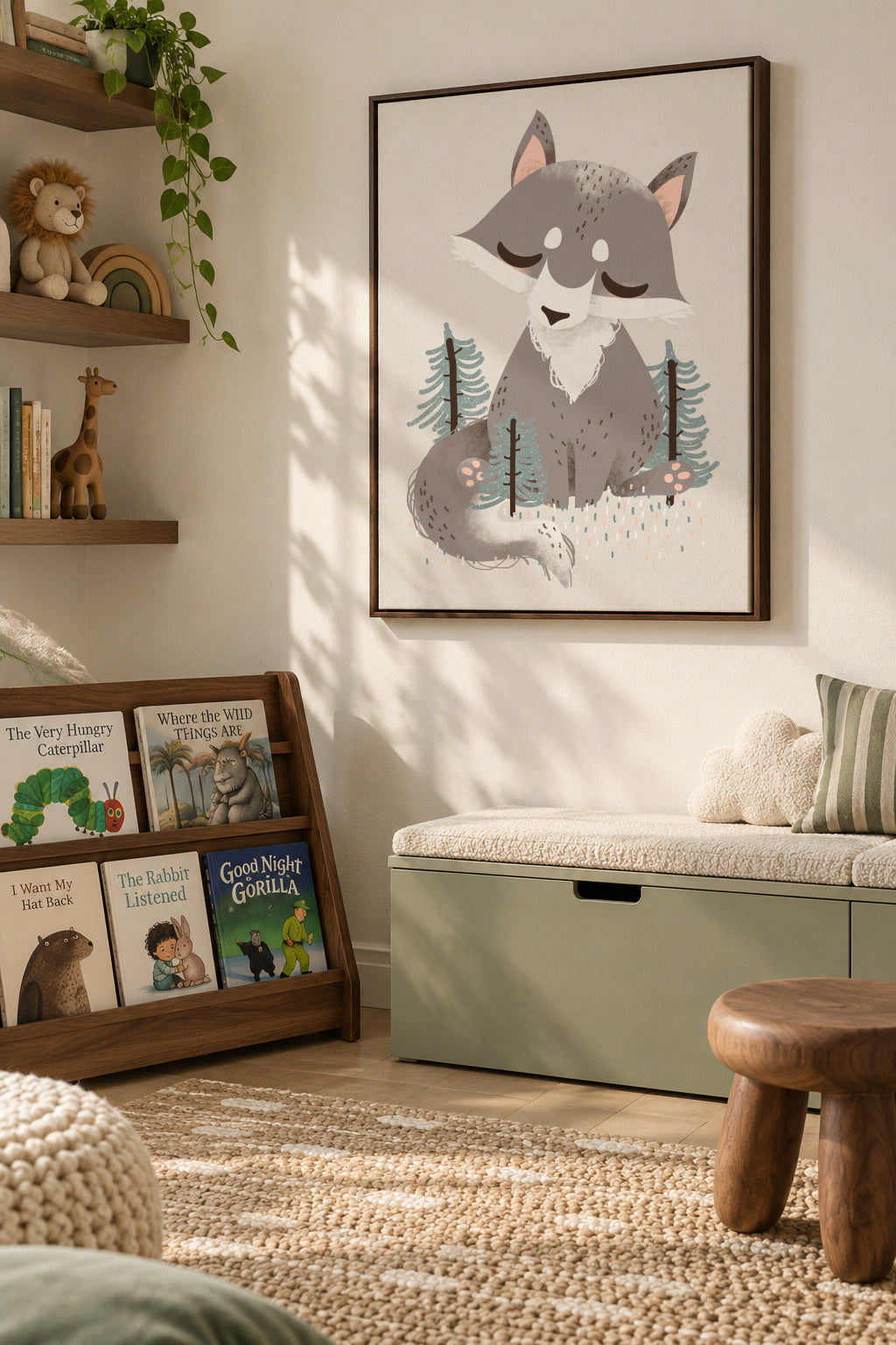 Animignons the Wolf - Framed canvas in an interior