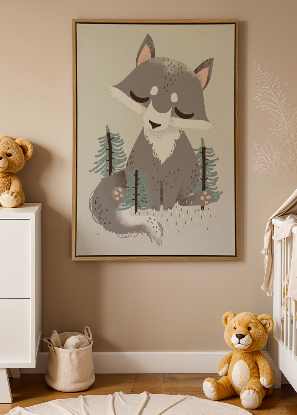 Animignons the Wolf - Framed canvas in an interior