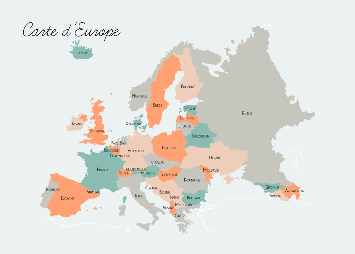Carte d’Europe (french) - Unframed art print