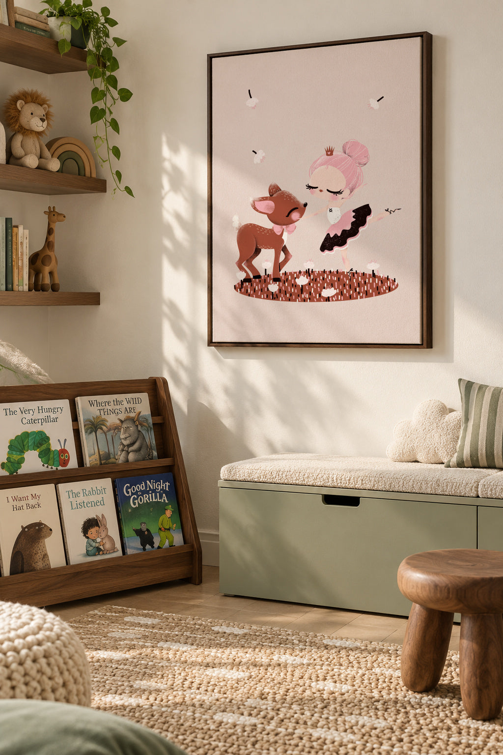 The Fawn and the Ballerina - Framed canvas in an interior