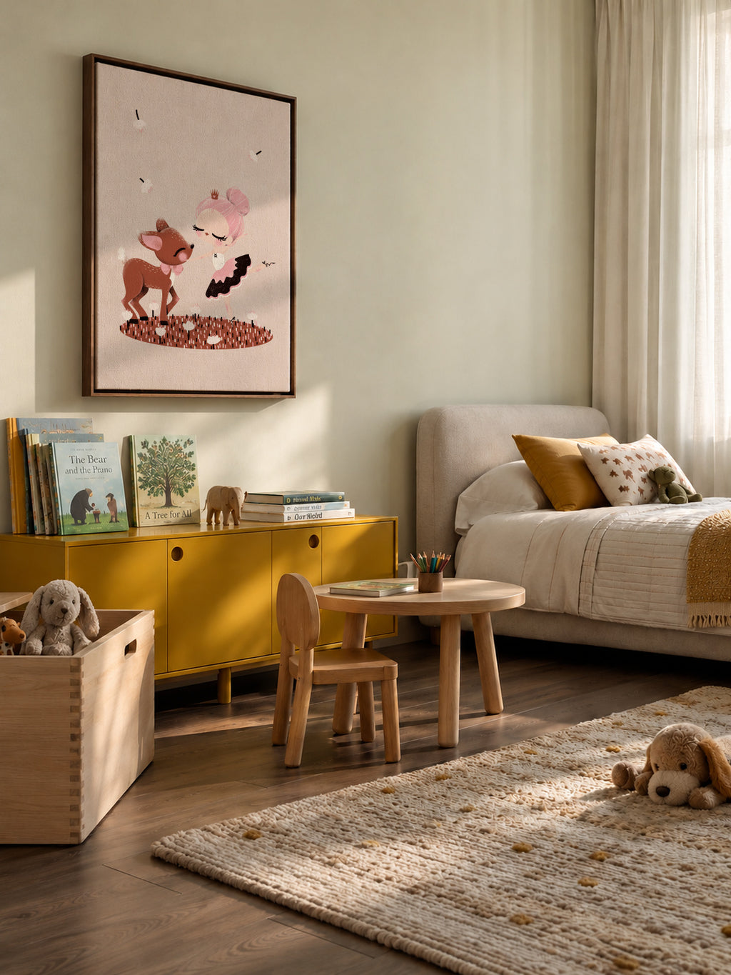 The Fawn and the Ballerina - Framed canvas in an interior