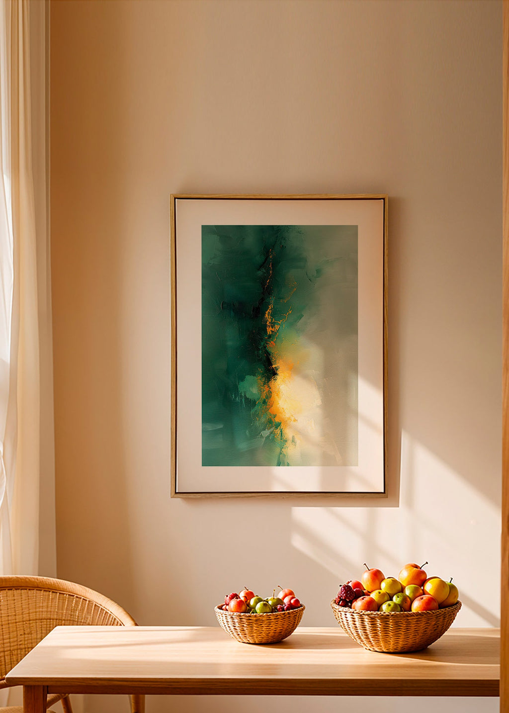 Abstraktes Bild Grün und Gold - Dämmerung – Canvas1