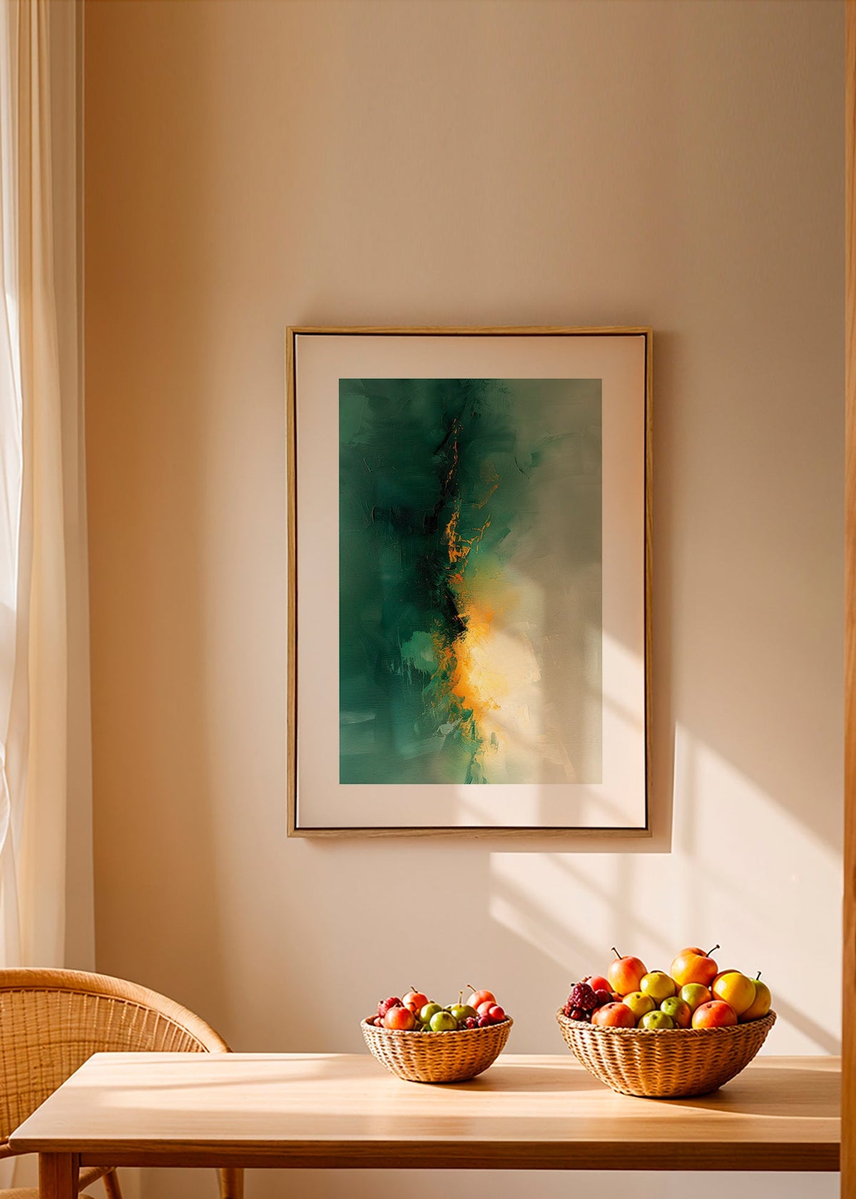 Abstraktes Bild Grün und Gold - Dämmerung – Canvas1