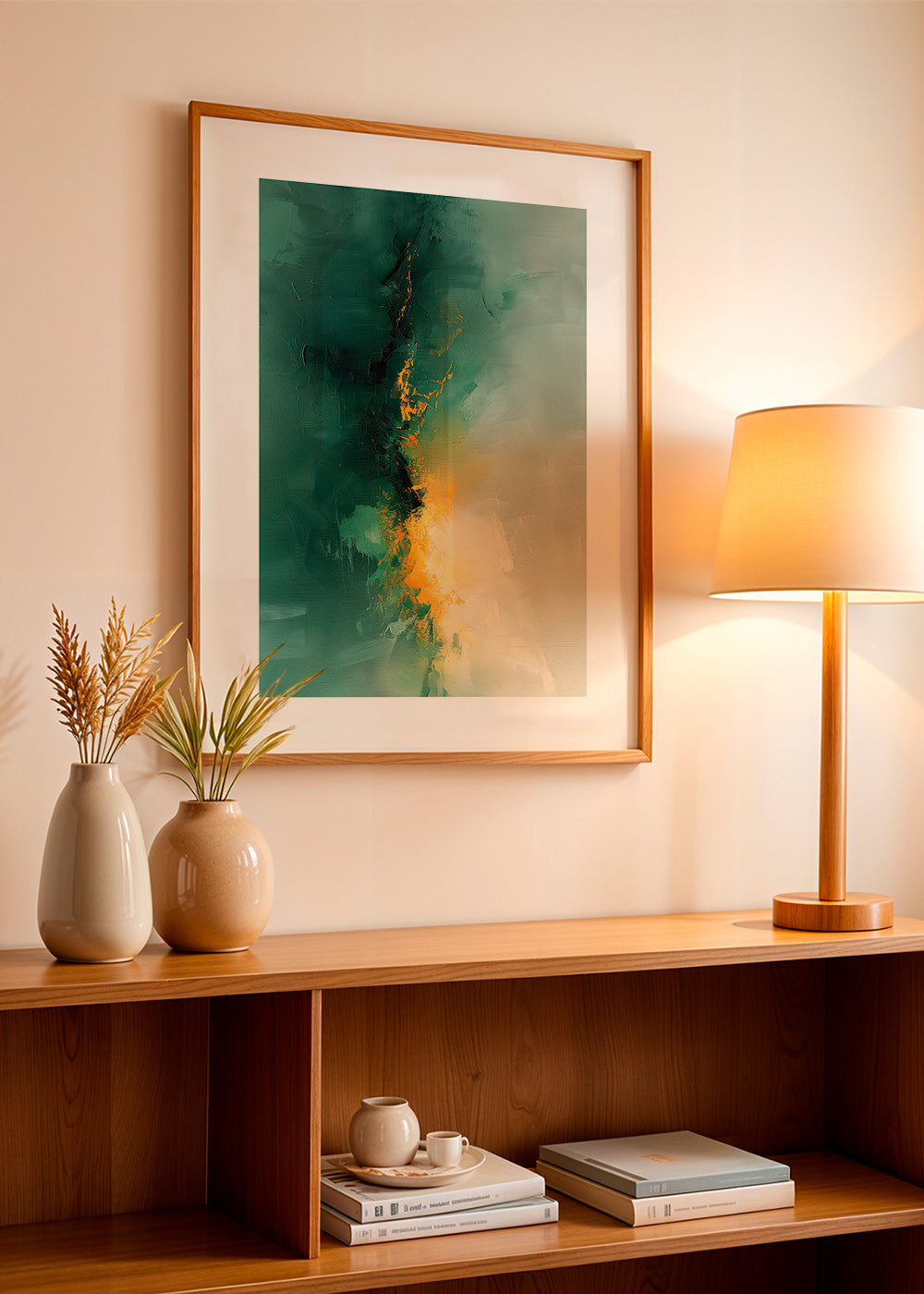Abstraktes Bild Grün und Gold - Dämmerung – Product3