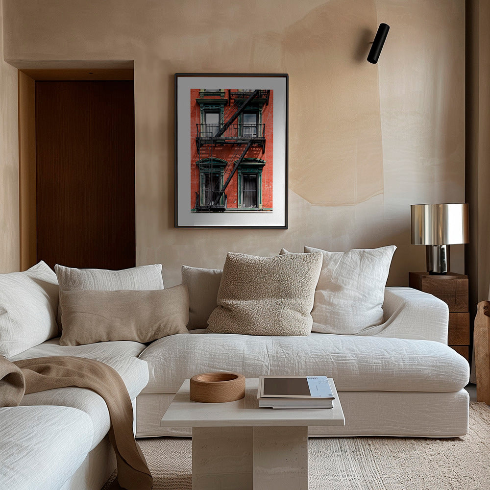 Stadtbild: NY-Fassade mit Feuertreppe – Canvas2