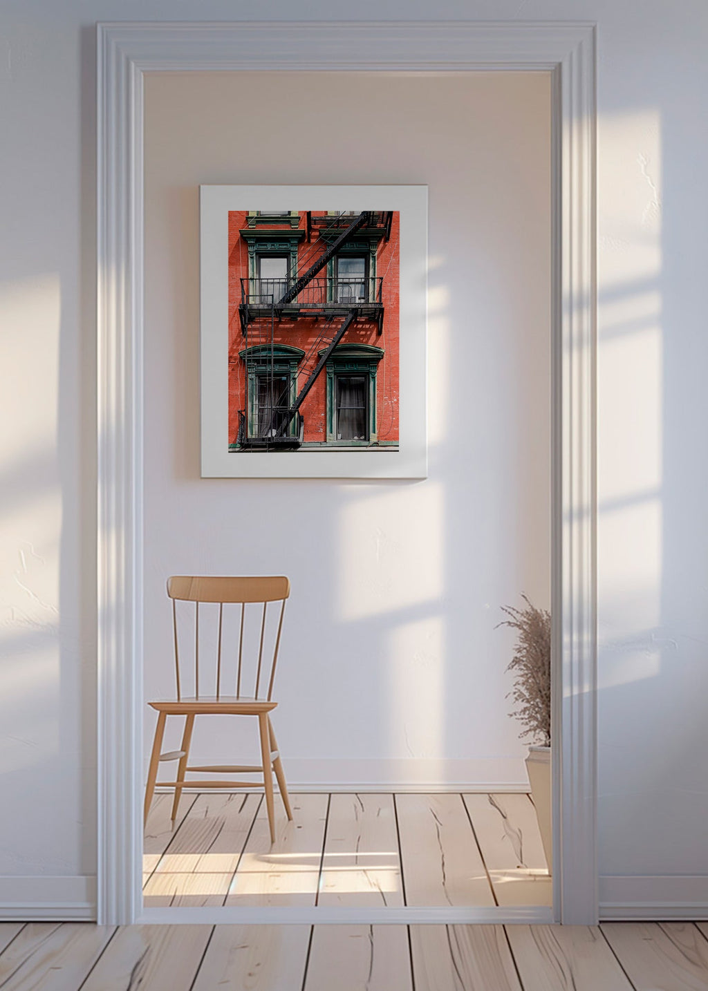 Stadtbild: NY-Fassade mit Feuertreppe – Canvas