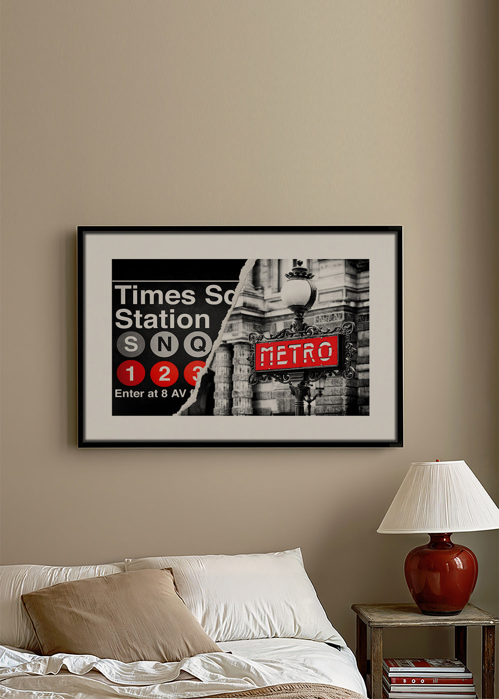 Reiseplakat mit rotem Metro-Schild – Canvas2