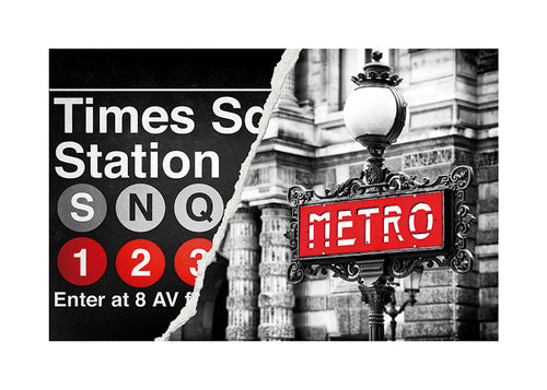 Reiseplakat mit rotem Metro-Schild