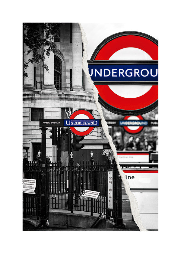 Stadtbild mit Underground-Schild aus London