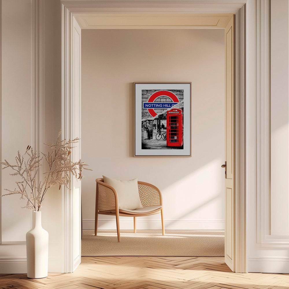 Küchenkunst? Stadtdruck mit rotem Telefonhäuschen Notting Hill – Canvas2