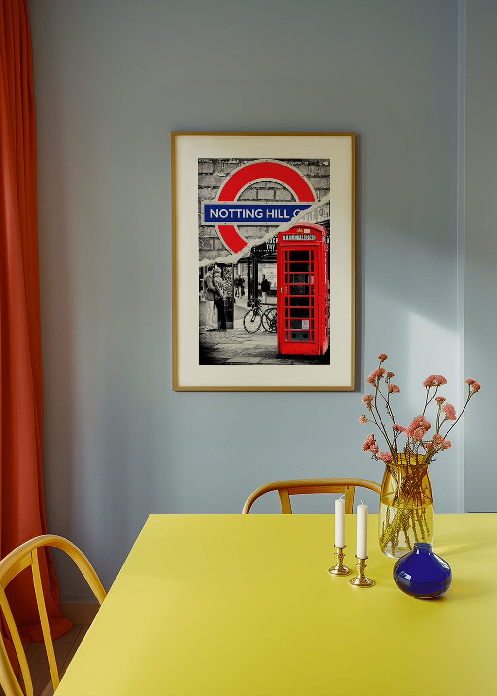 Küchenkunst? Stadtdruck mit rotem Telefonhäuschen Notting Hill – Product3