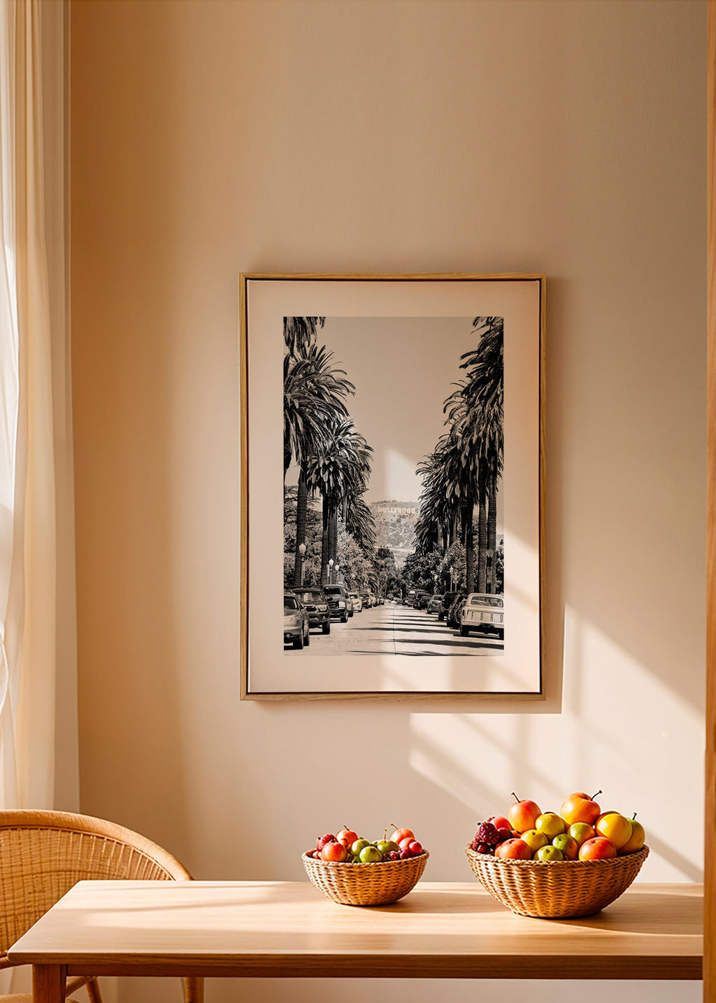 Reiseplakat Hollywood Palmenstraße in Schwarzweiß – Canvas2