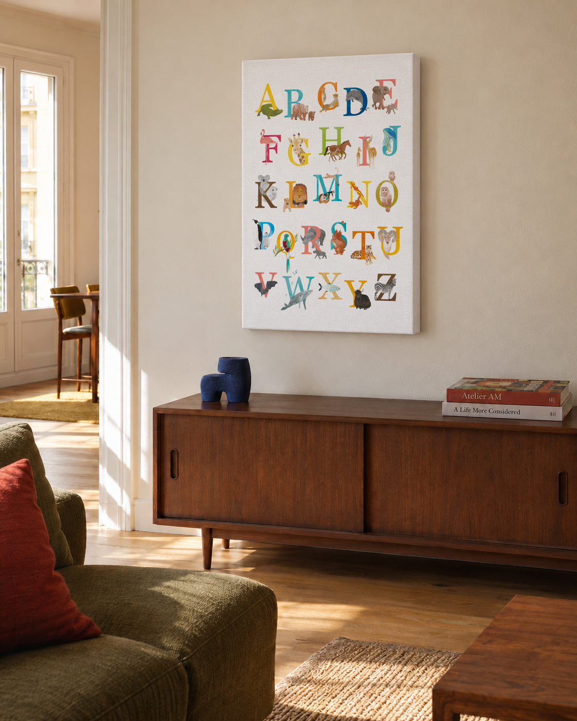 Kids animal alphabet - Unframed canvas in an interior