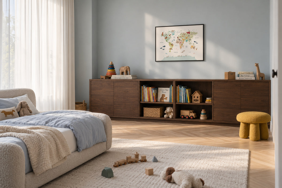 World Map with animals colours - Framed poster in an interior