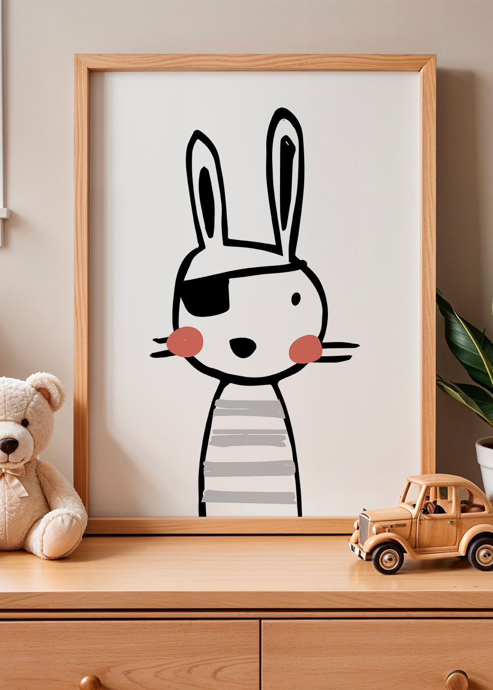 Rabbit pirate kids print