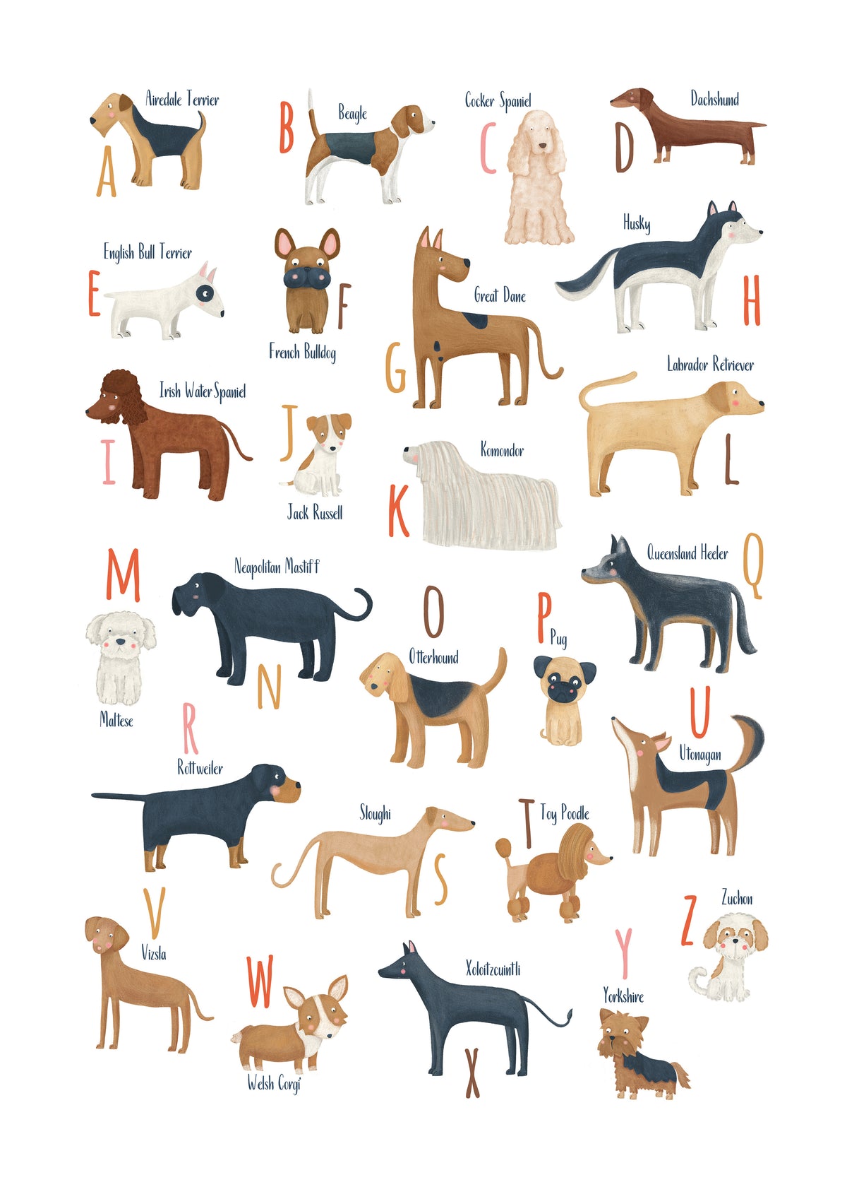 Abecedario con perros - Unframed art print