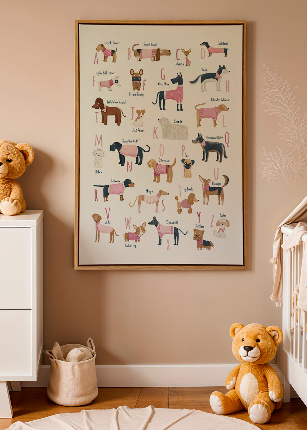 Abecedario con perros (rosa)