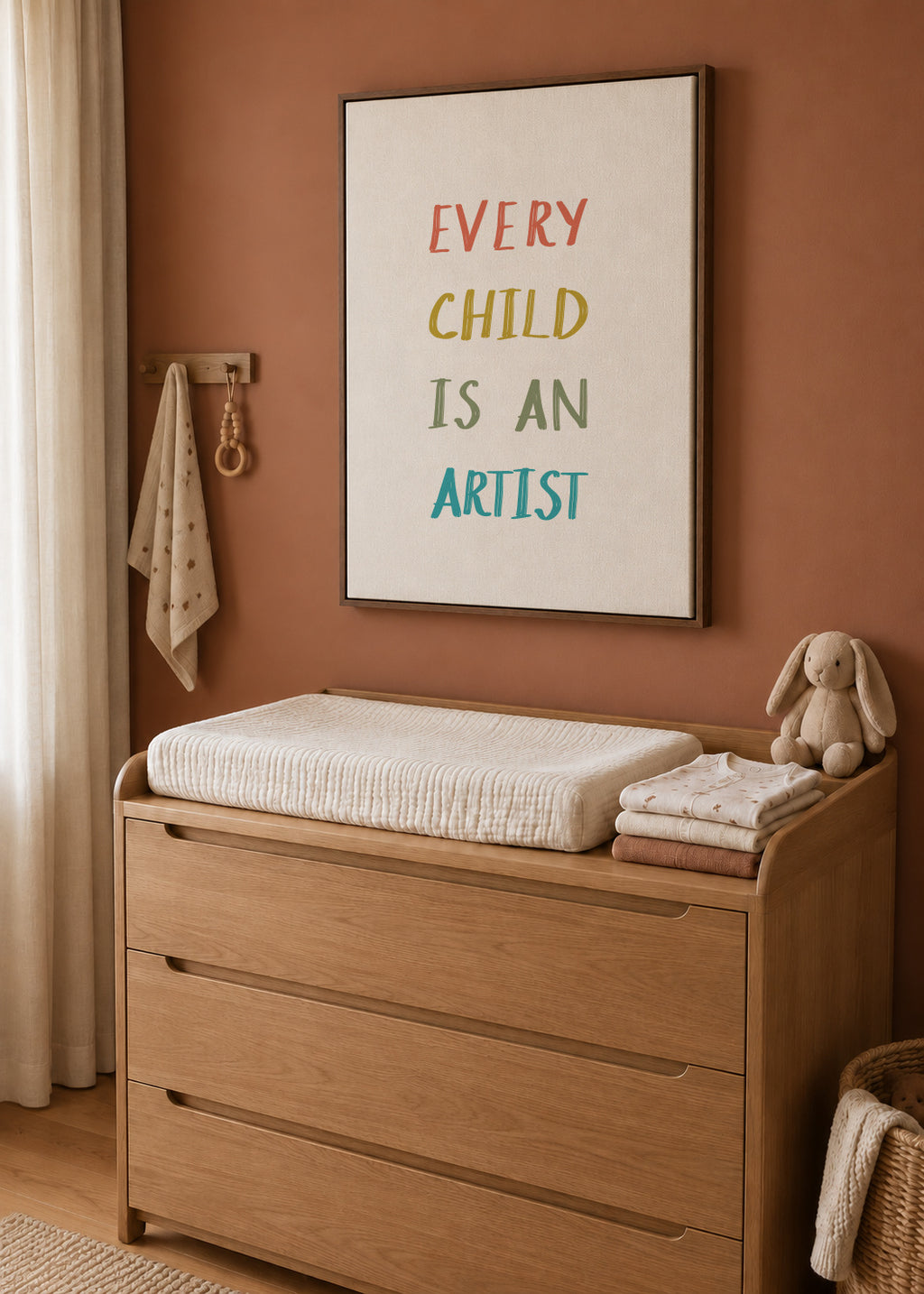 Every child is an artist Quote - Framed canvas in an interior