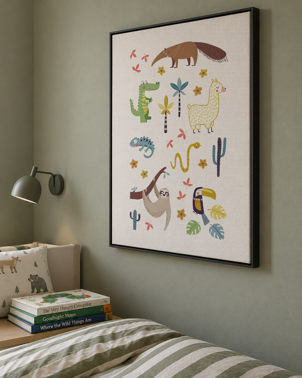 Southamerican animals - Framed canvas in an interior