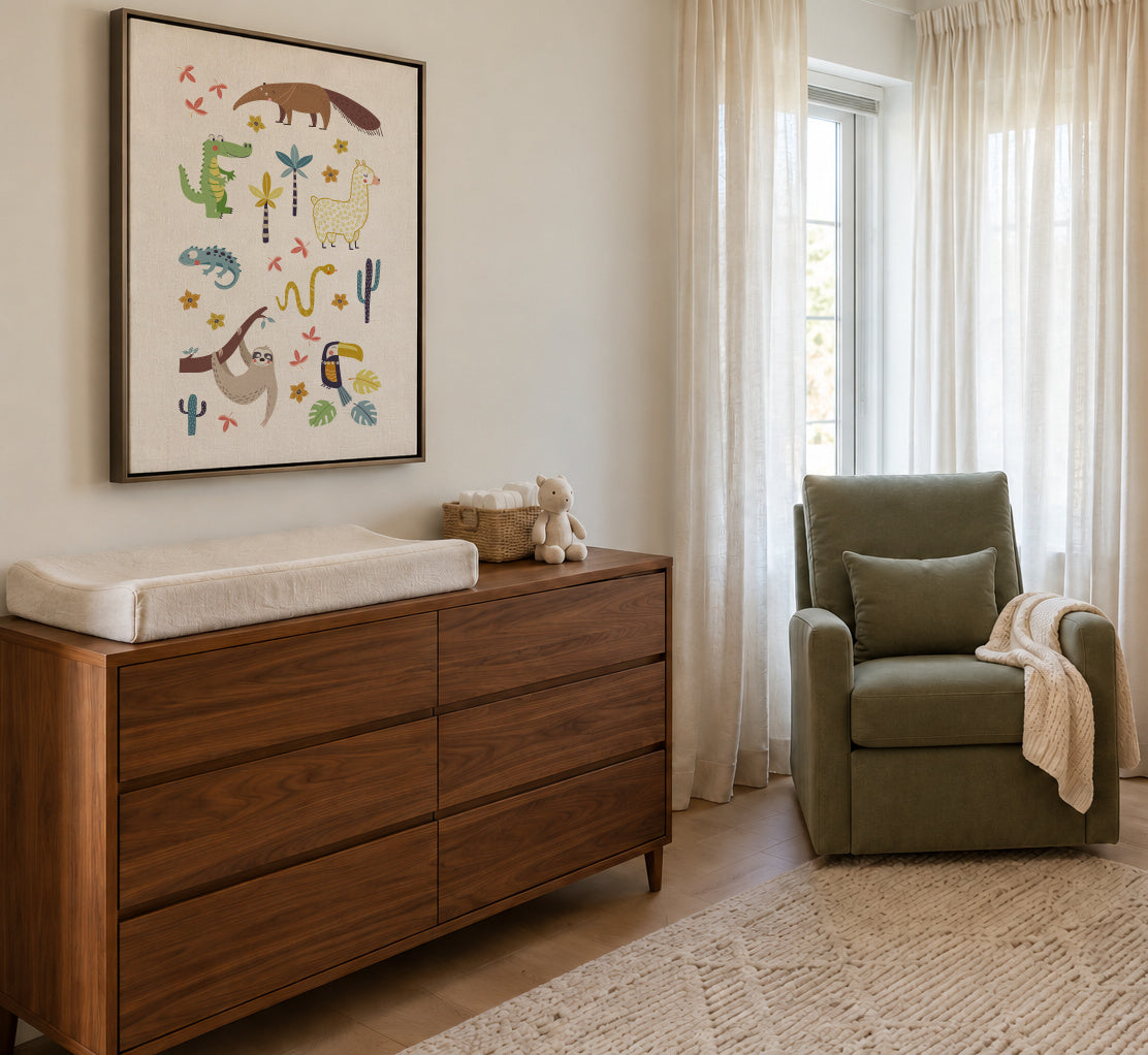 Southamerican animals - Framed canvas in an interior