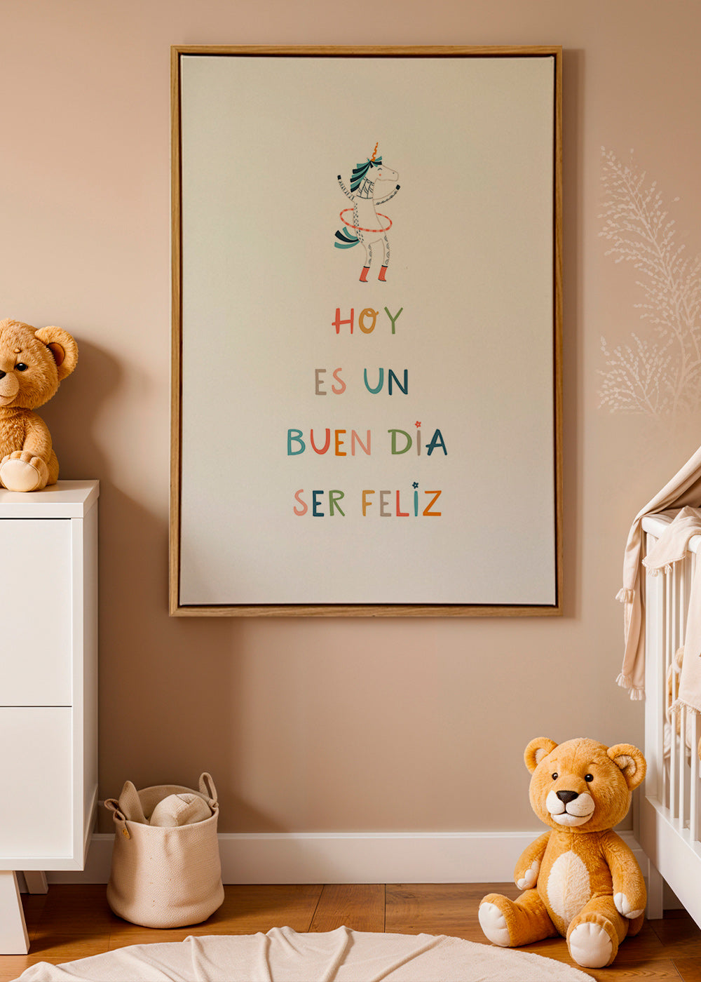 Kinderbild mit Einhorn und typografischer Botschaft