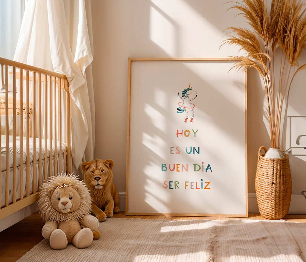 Kinderbild mit Einhorn und typografischer Botschaft
