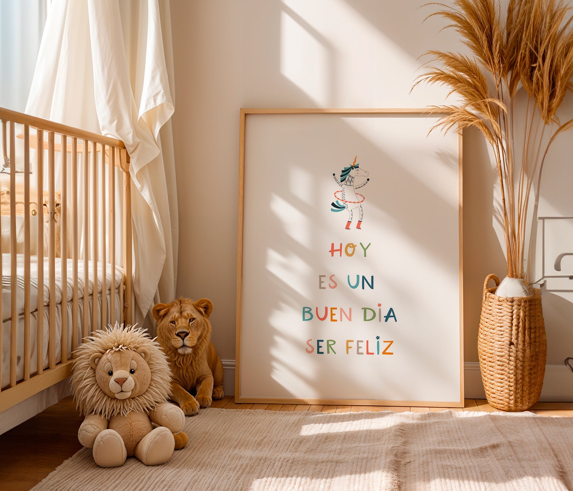 Kinderbild mit Einhorn und typografischer Botschaft