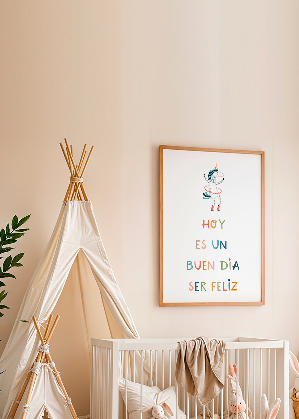 Kinderbild mit Einhorn und typografischer Botschaft