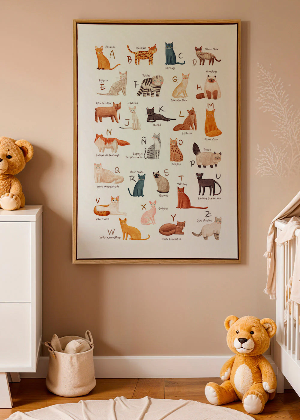 Kinderbild: Illustriertes Katzenalphabet