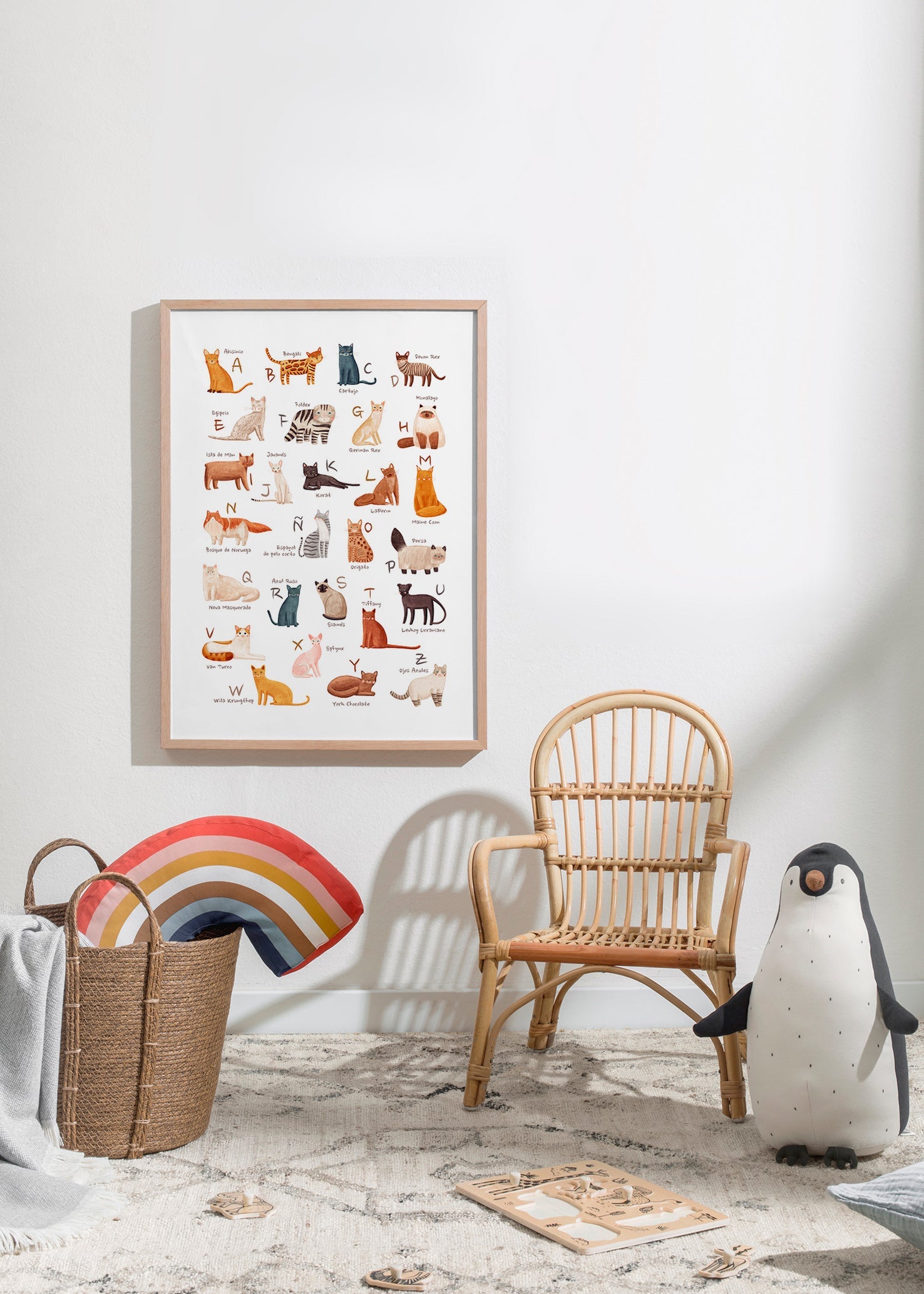 Kinderbild: Illustriertes Katzenalphabet