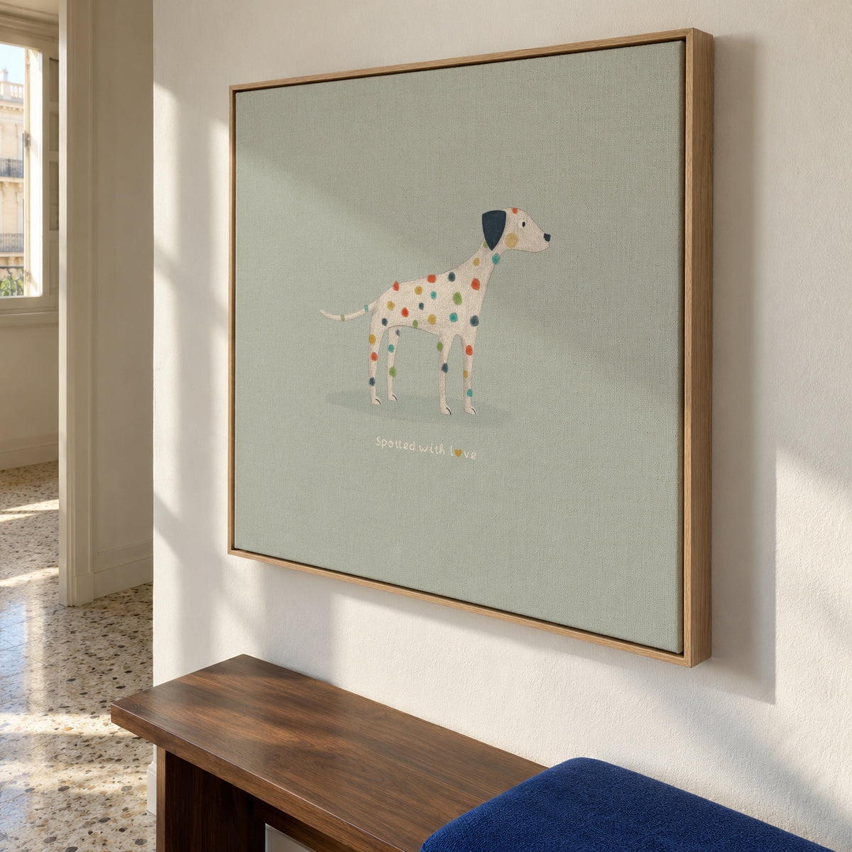 Dalmatian spotted with love - Framed canvas in an interior