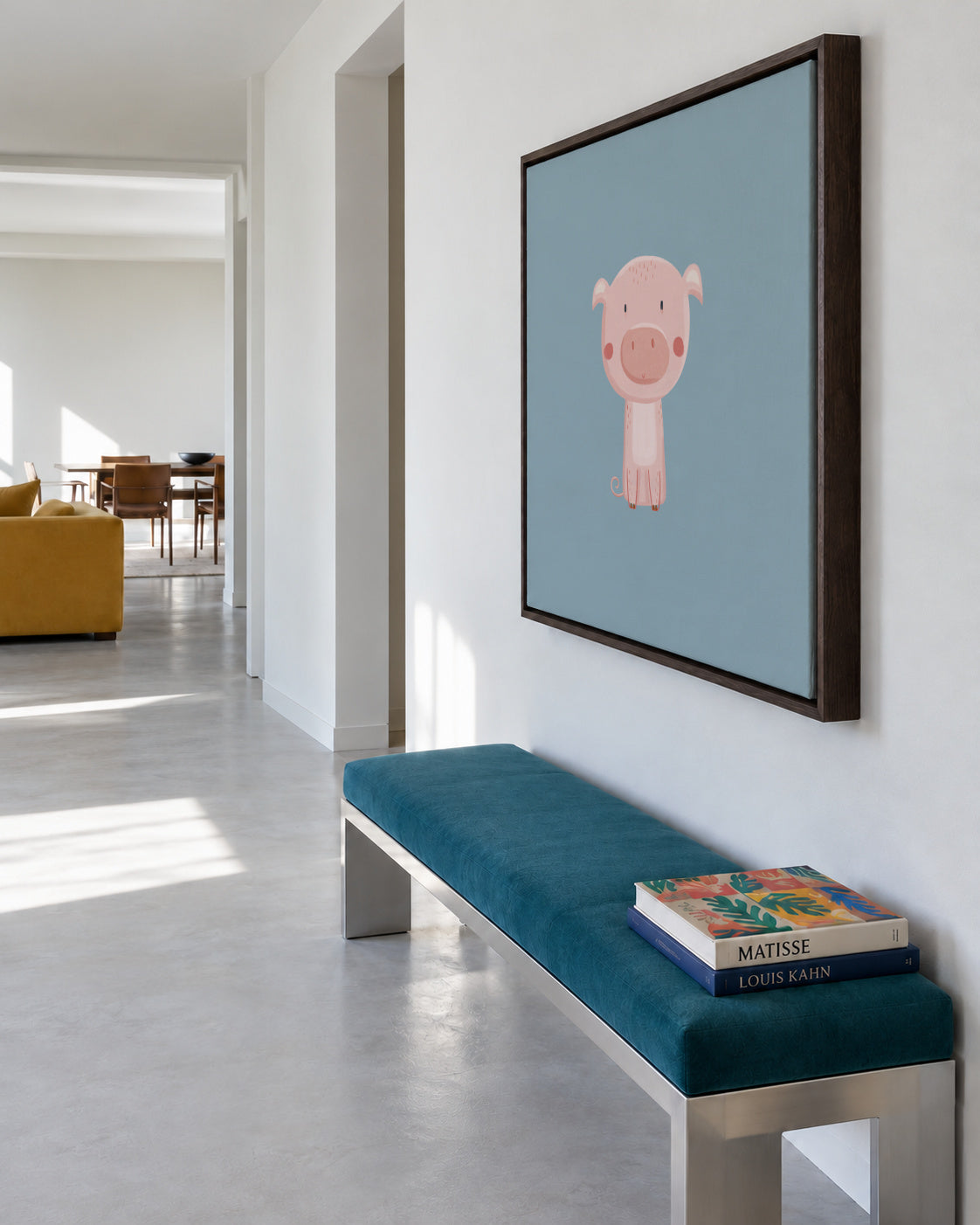 pig - Framed canvas in an interior