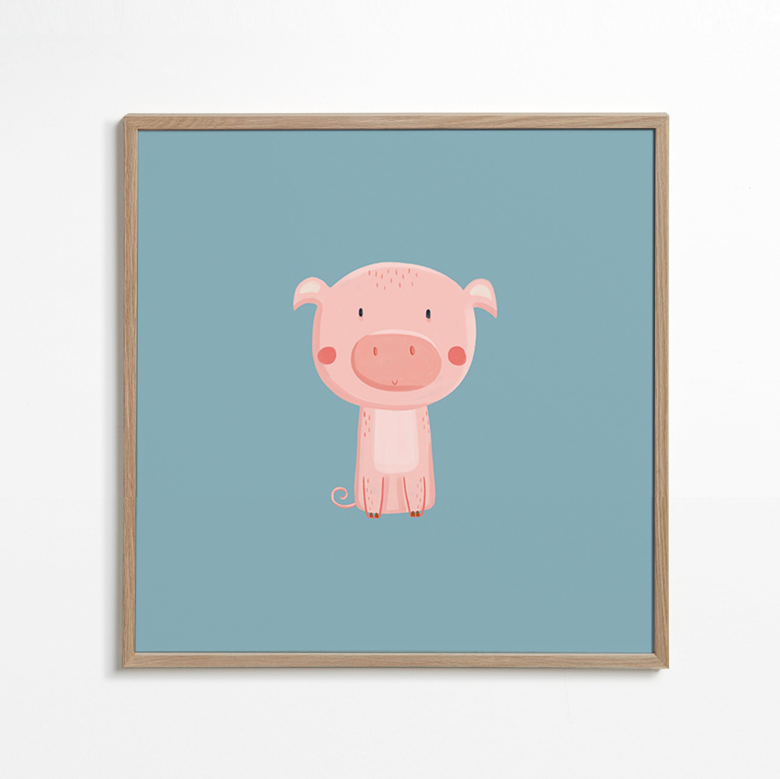 Kinderbild mit rosa Schwein in der Mitte