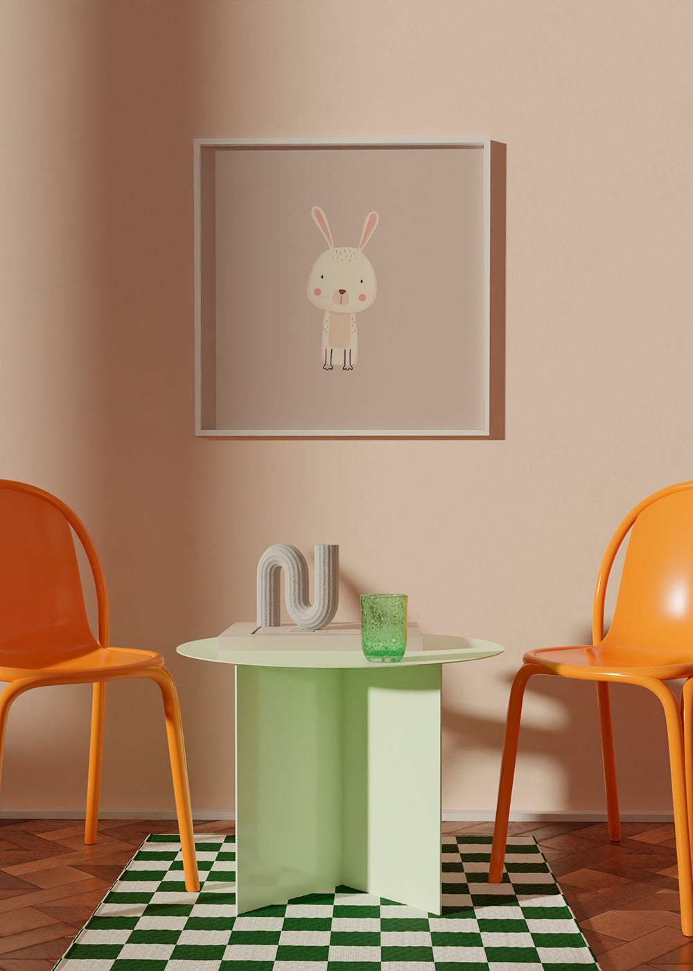 Kinderbild Hase minimaler beiger Hintergrund