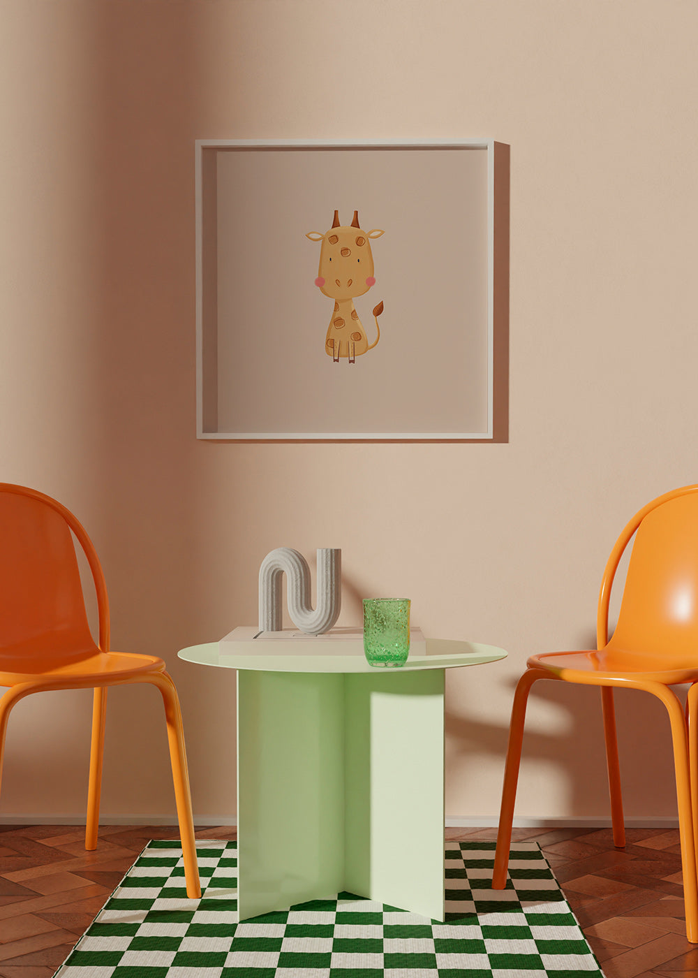 Kinderbild mit minimalistischer Giraffe