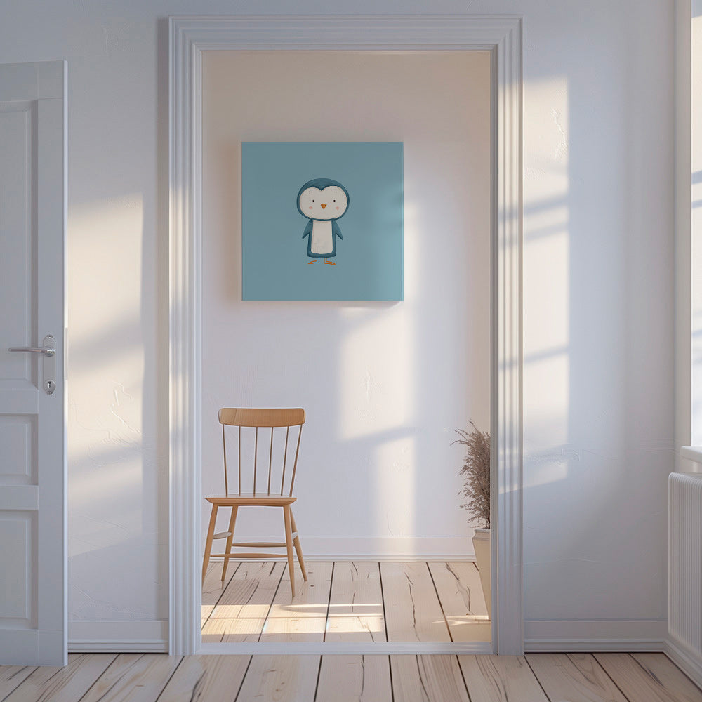 Kunstwerk Pinguin-Illustration auf blauem Hintergrund