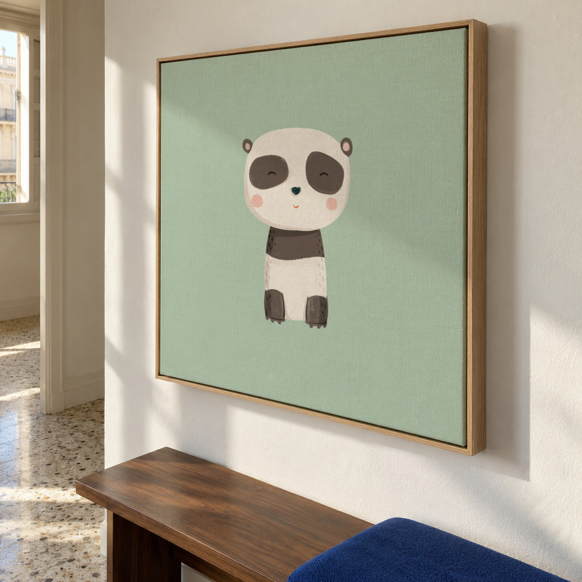 Panda bear - Framed canvas in an interior